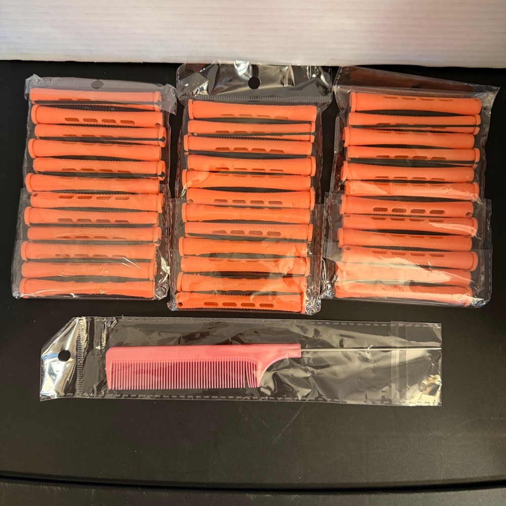 Willbond 36 piece Cold Wave Rod Hair Rollers Perm Rods 0.51 in Pink w Comb